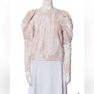 Ulla Johnson Puff Sleeve Tie Dye Sweatshirt Blush Cotton Size S